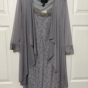R&M Richards Silver Dress with Jacket Mother of Bride/Groom
